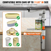 Manual Can Opener, Commercial Table Opener for Large Cans, Heavy Duty Can Opener with Base, Adjustable Height Industrial Jar Opener For Cans Up to 11.8" Tall, for Restaurant Hotel Home Bar